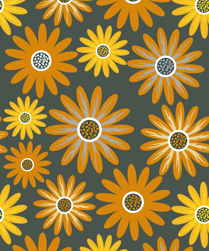 Tapis vinyle orange fleurs de marguerite orange - TenStickers