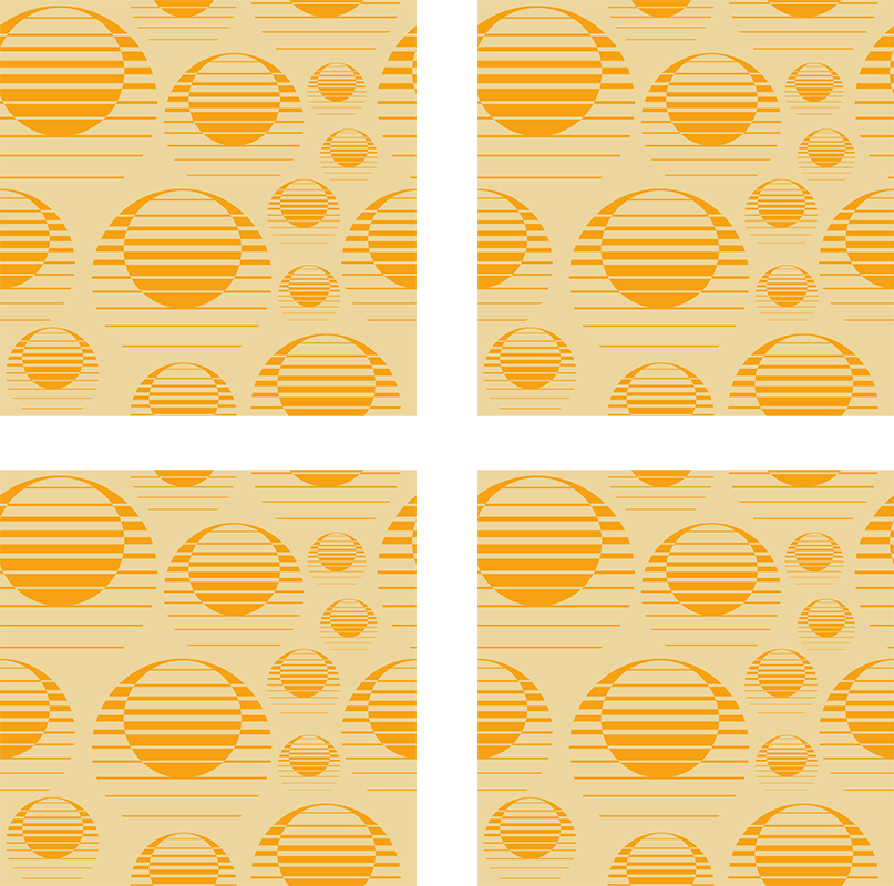 Tapis vinyle orange dessin soleil rétro - TenStickers