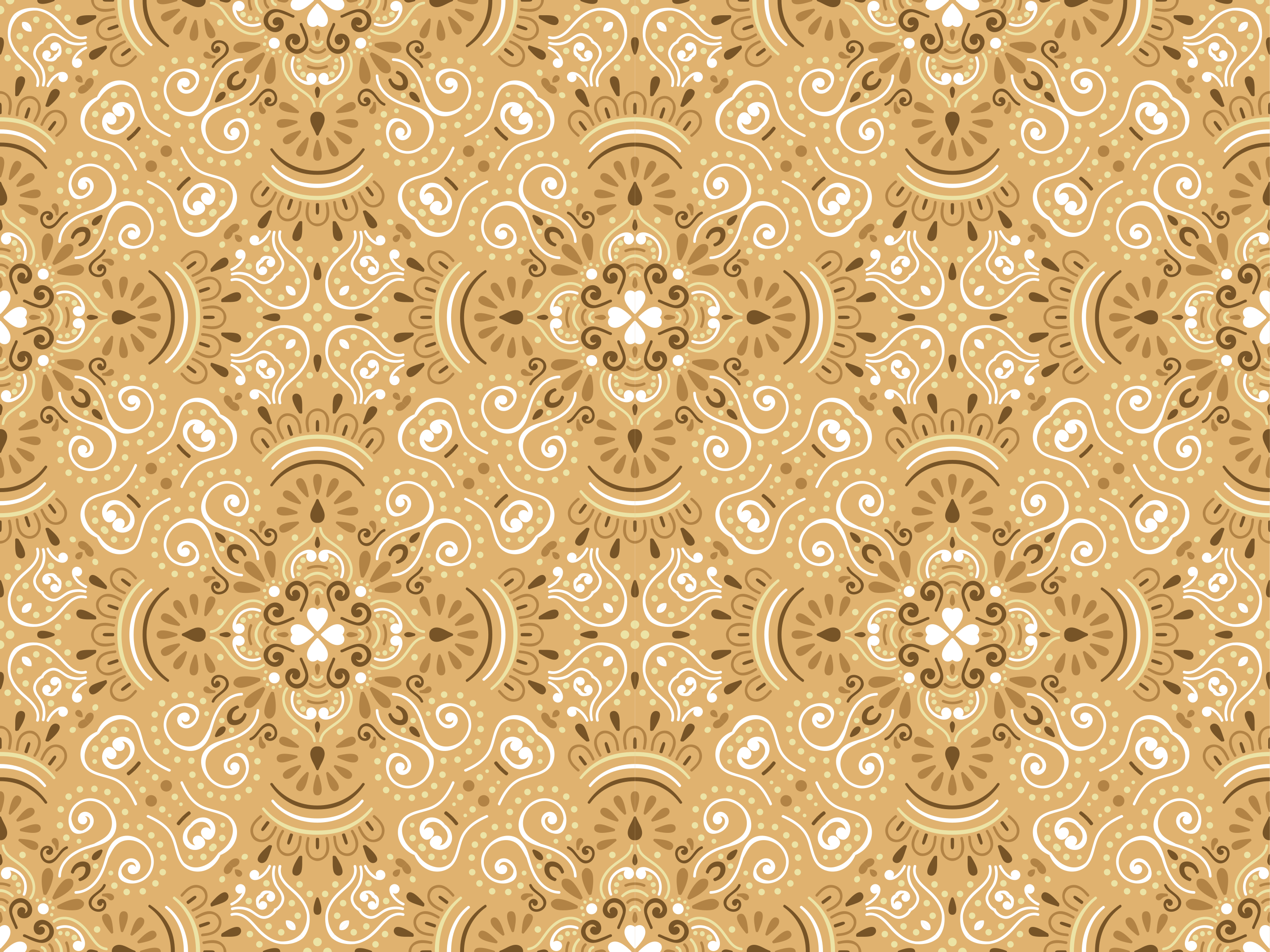 Tapis vinyle orange motif vintage beige orné - TenStickers