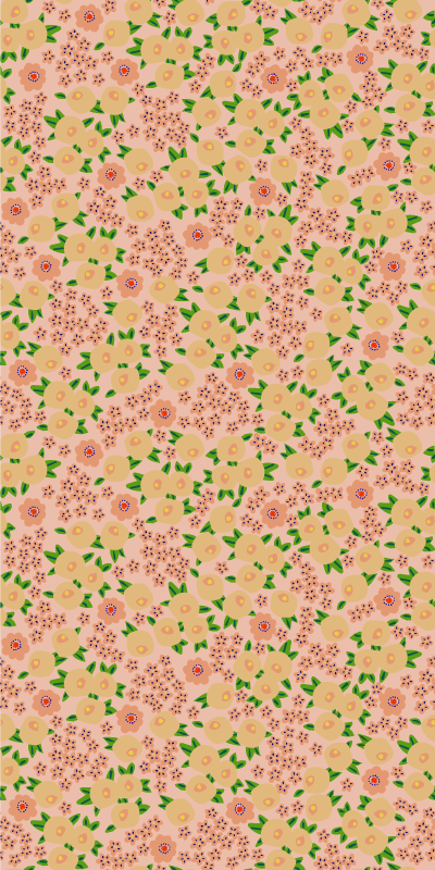 Tapis vinyle orange motif floral original pêche - TenStickers