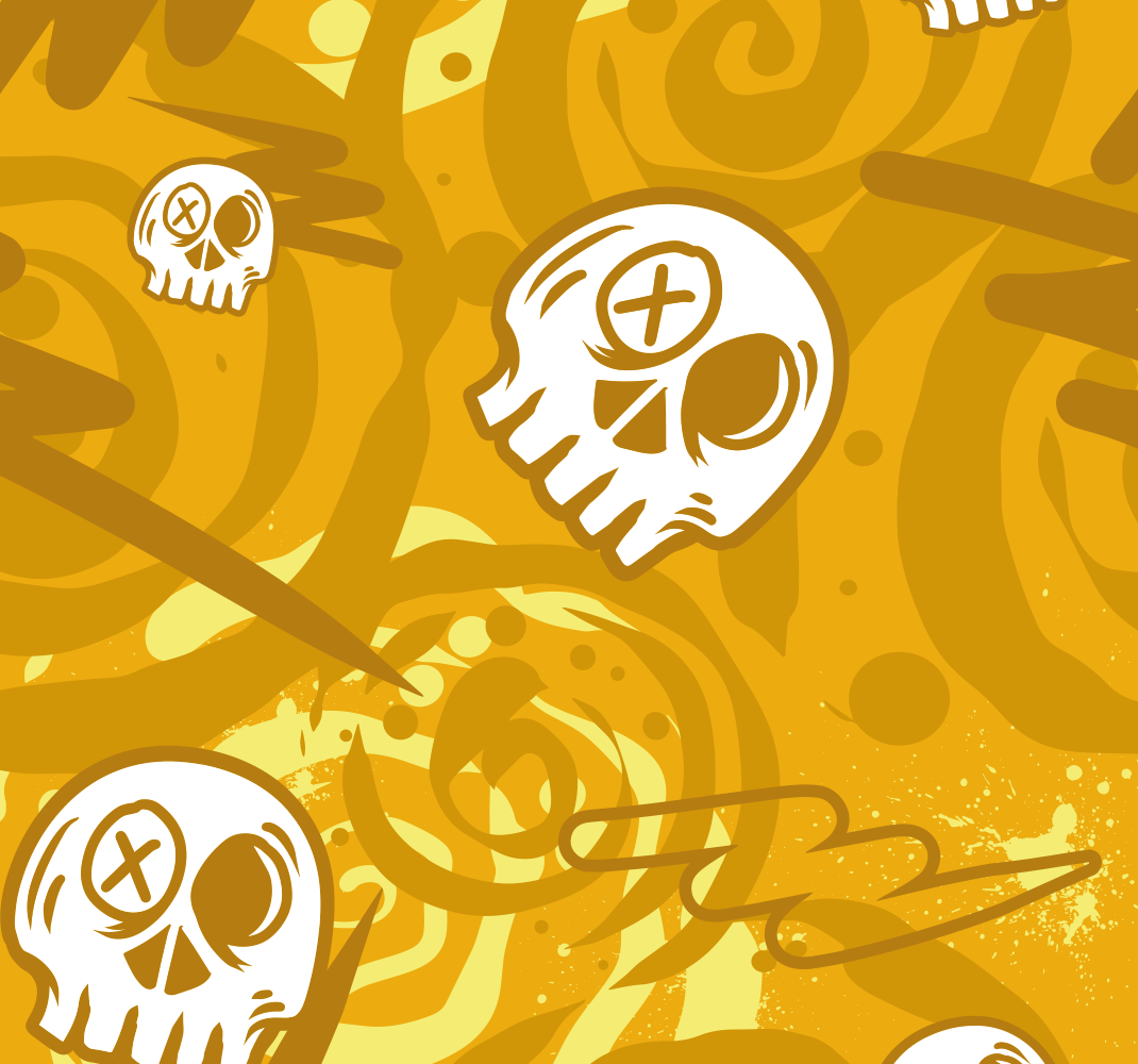 Tapis vinyle orange graffiti avec des têtes de mort - TenStickers