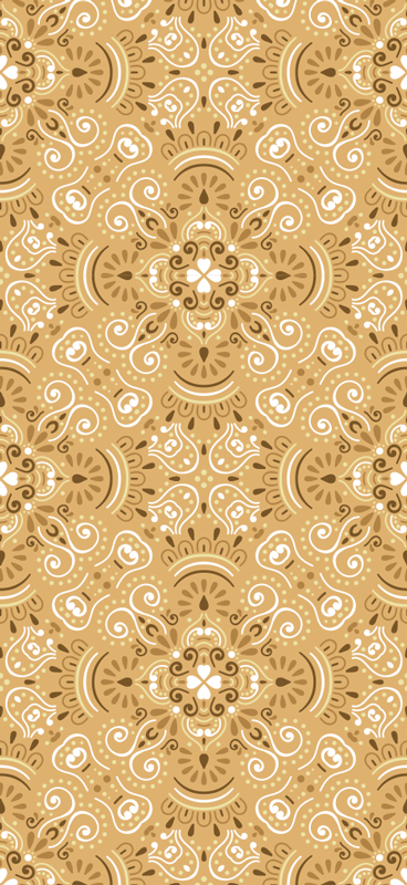 Tapis vinyle orange motif ornemental beige vintage - TenStickers