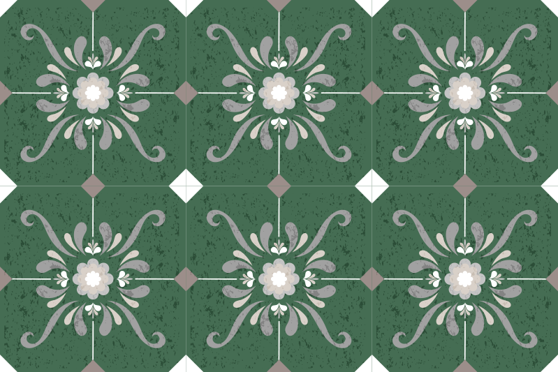 Tapis vinyle vert carreaux vintage - TenStickers