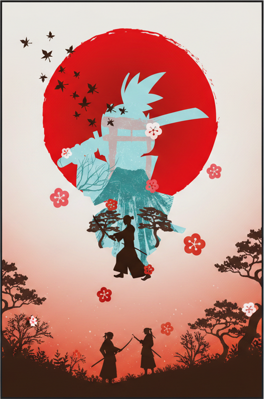 Tapis vinyle rouge illustration de coucher de soleil anime - TenStickers