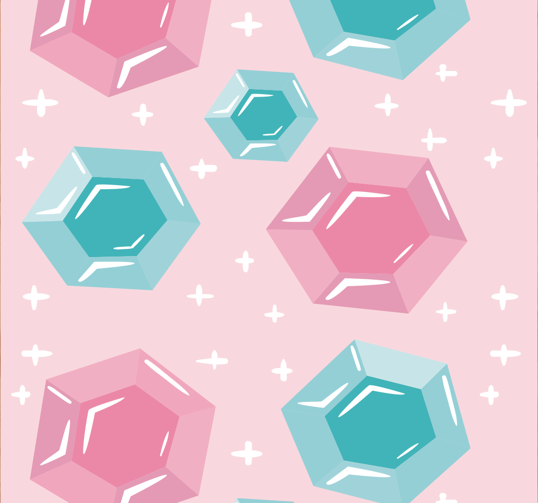 Tapis vinyle rose pierres précieuses géométriques - TenStickers