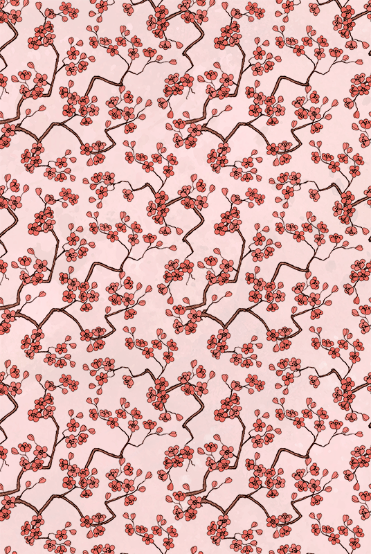 Tapis vinyle rose fleurs de cerisier - TenStickers