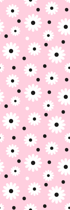 Tapis vinyle rose motif fleurs à pois noirs - TenStickers
