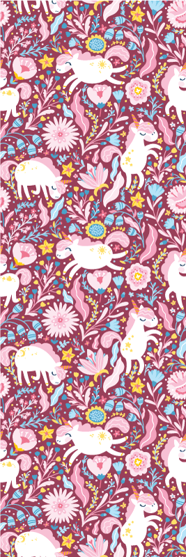 Tapis vinyle rose design d'animaux licornes magnifiques - TenStickers