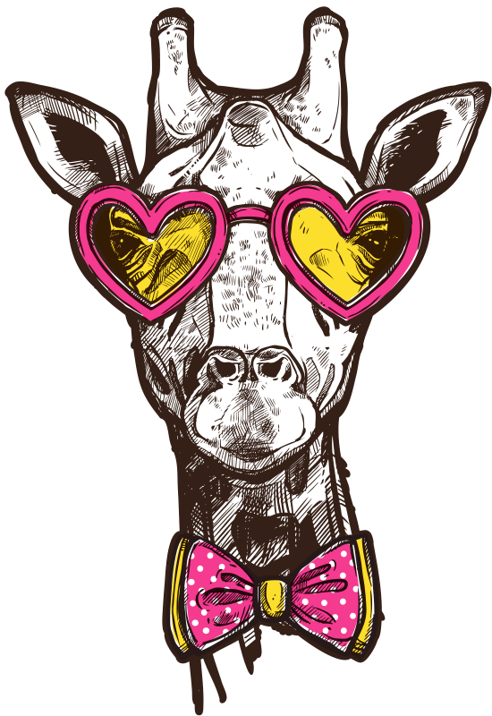 Tapis vinyle animal girafe à lunettes originale - TenStickers