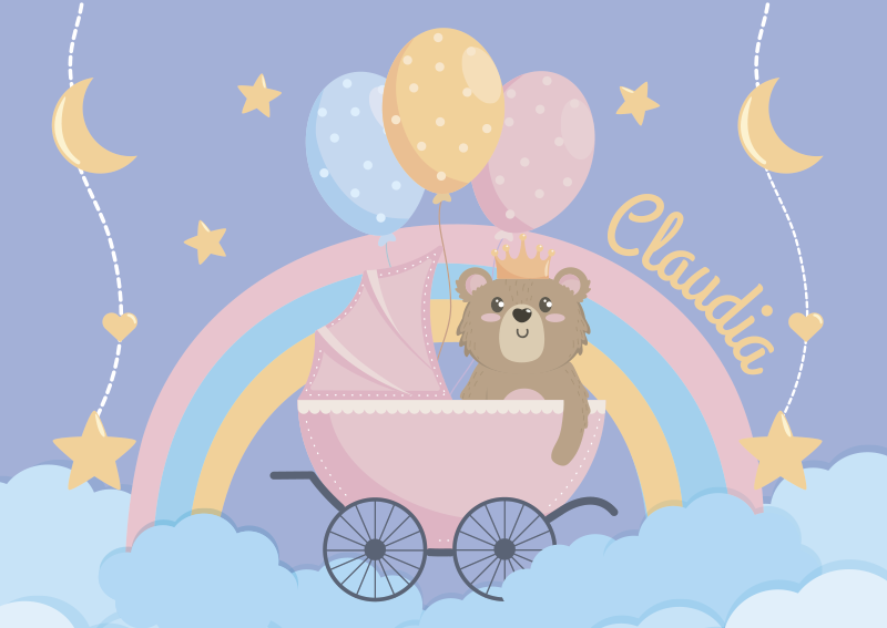Tapis vinyle chambre bébé motif de poussette personnalisable - TenStickers