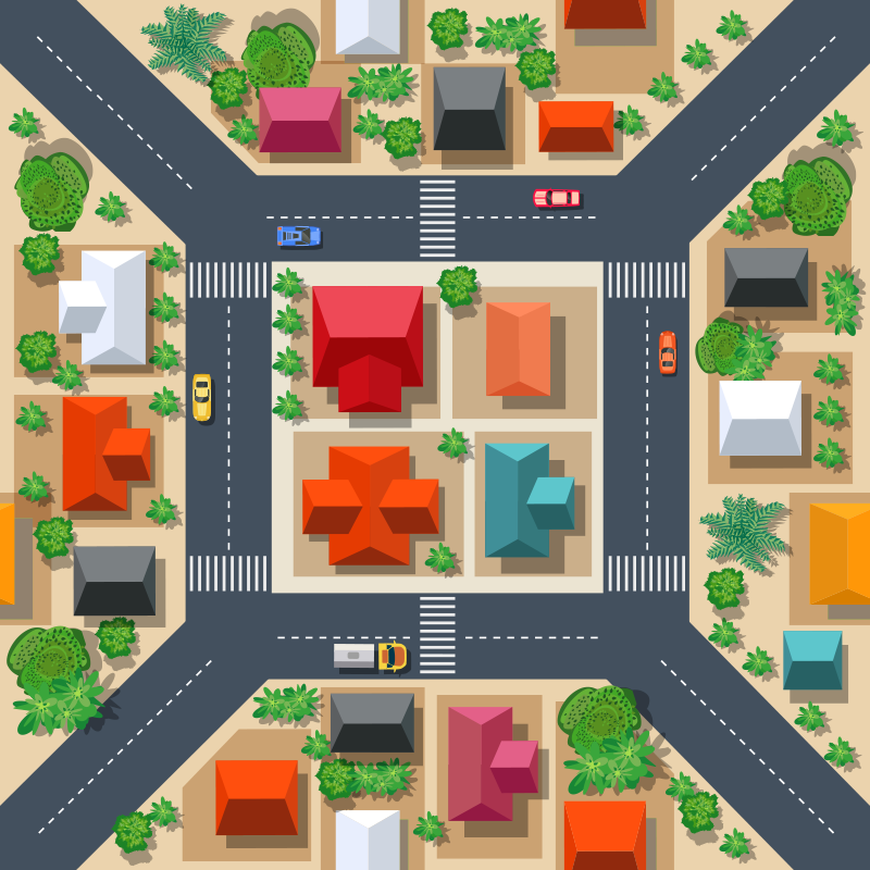Tapis vinyle route paysage urbain - TenStickers