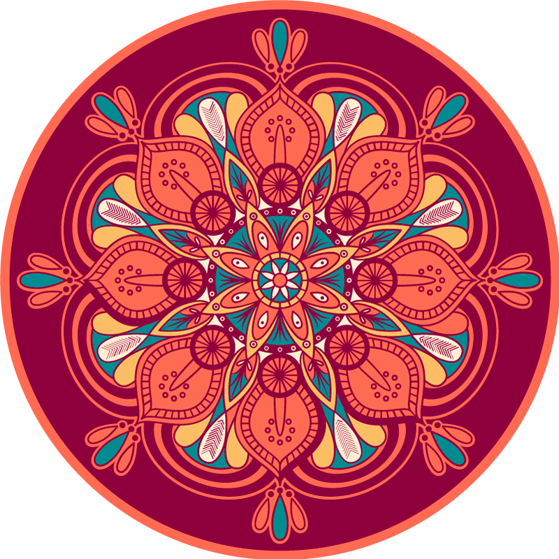 Tapis vinyle entrée fleur de mandala style indien - TenStickers