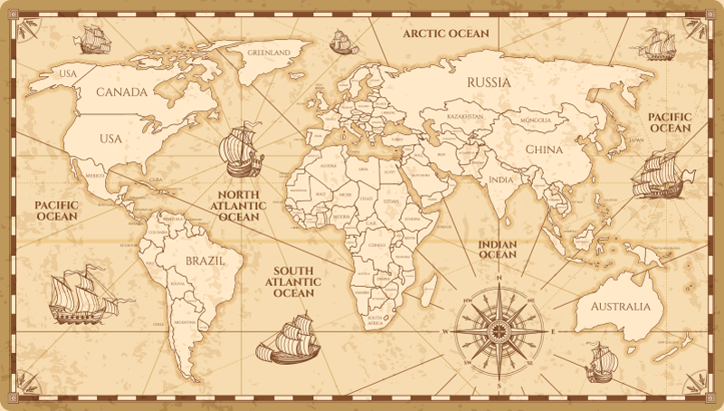 Tapis vinyle mappemonde conception de carte vintage - TenStickers