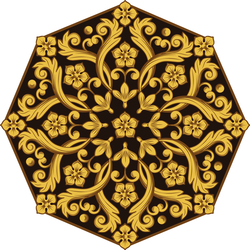 Tapis vinyle chambre symétrie du feuillage baroque - TenStickers