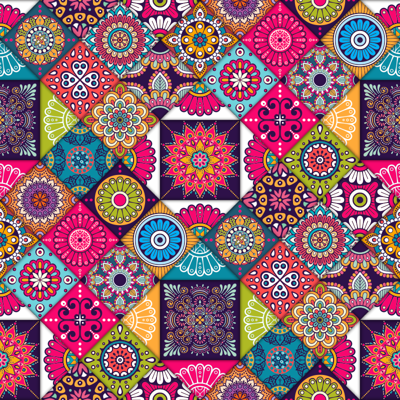 Tapis vinyle mandala patchwork de carreaux mandala - TenStickers