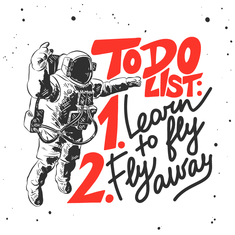 Tapis vinyle citation liste de tâches astronaute - TenStickers