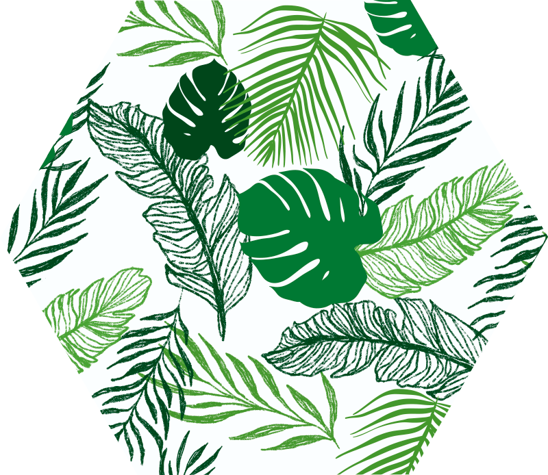 Tapis vinyle fleurs et plantes feuillage tropical hexagonal - TenStickers