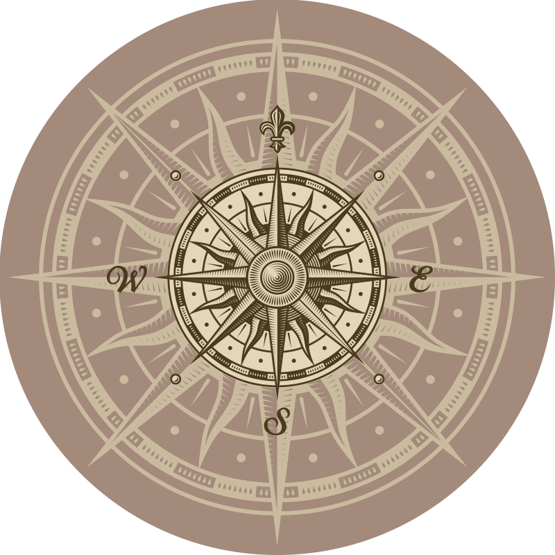 Tapis vinyle carte du monde design boussole - TenStickers