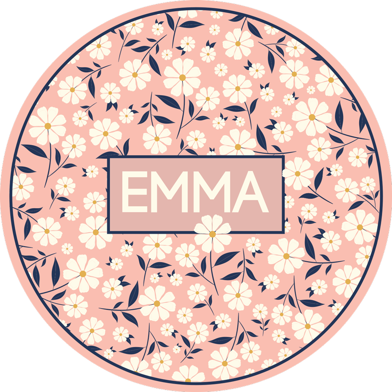 Tapis vinyle personnalisé cercle floral personnalisé - TenStickers