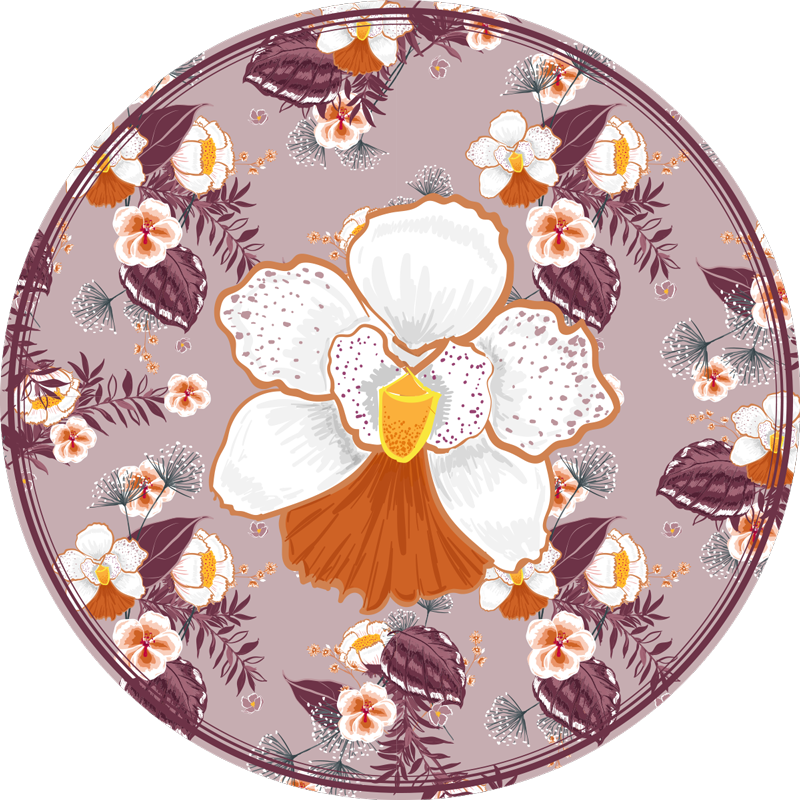 Tapis vinyle fleurs et plantes cercle à motifs floraux - TenStickers