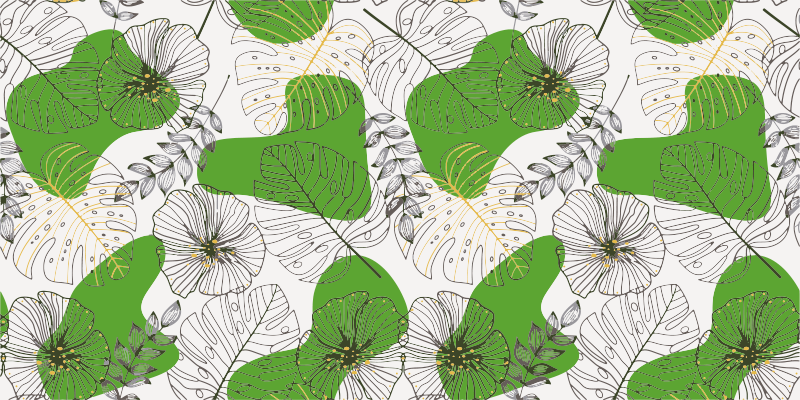 Tapis vinyle fleurs et plantes monstera tropical - TenStickers