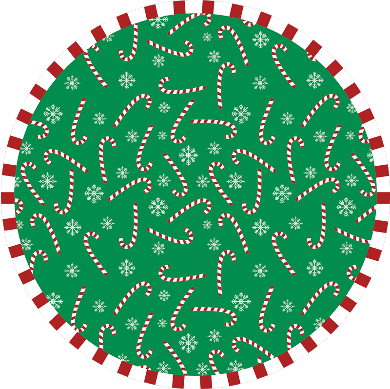 Tapis vinyle noël cercle de canne à sucre - TenStickers