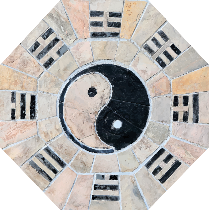 Tapis mosaique vinyle mosaïque yin yang - TenStickers