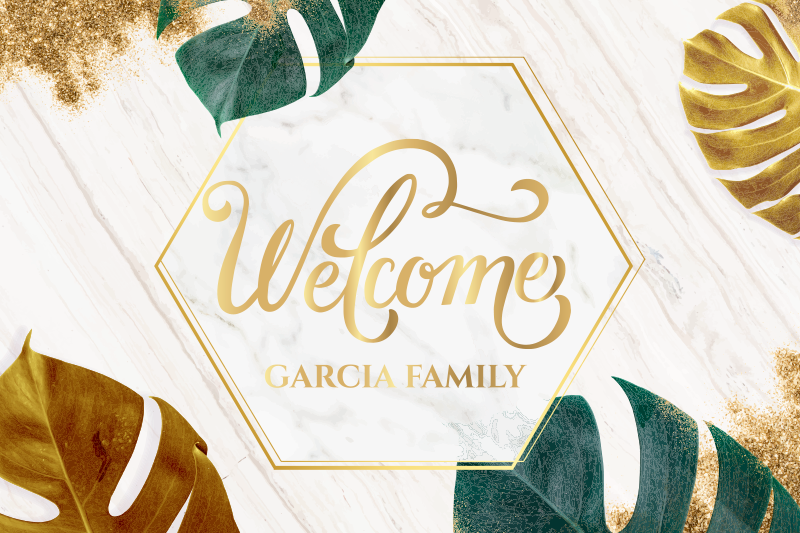 tapis vinyle avec nom Marbre d'accueil personnalisable - TenStickers