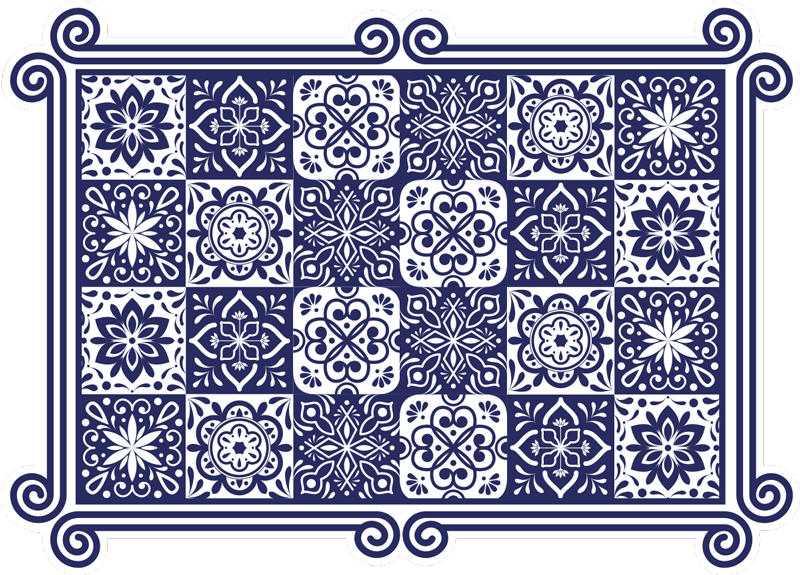 Tapis vinyle carreaux de ciment modèle de tuile de mandala - TenStickers