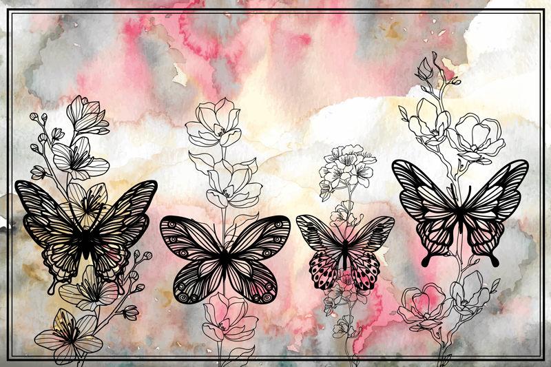 Tapis vinyle fleurs et plantes motif floral papillon - TenStickers