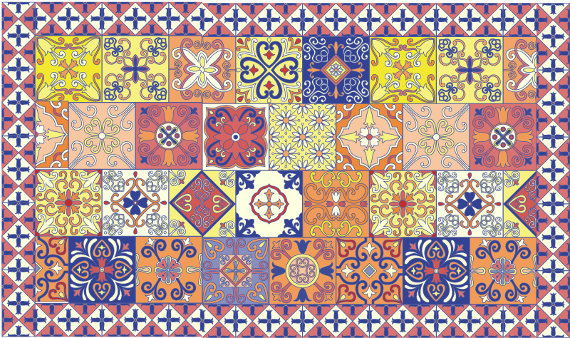 tapis vinyle carreaux Mexicain - TenStickers