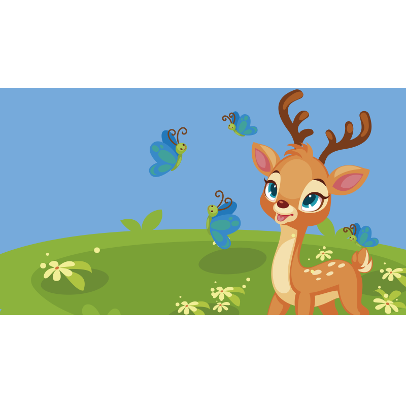 Tapis vinyle pour enfants scène de prairie fauve - TenStickers