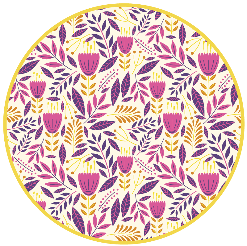 Tapis vinyle fleurs et plantes design floral symétrique - TenStickers