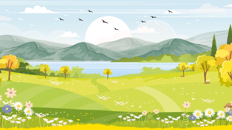 Tapis vinyle nature paysage pastoral - TenStickers