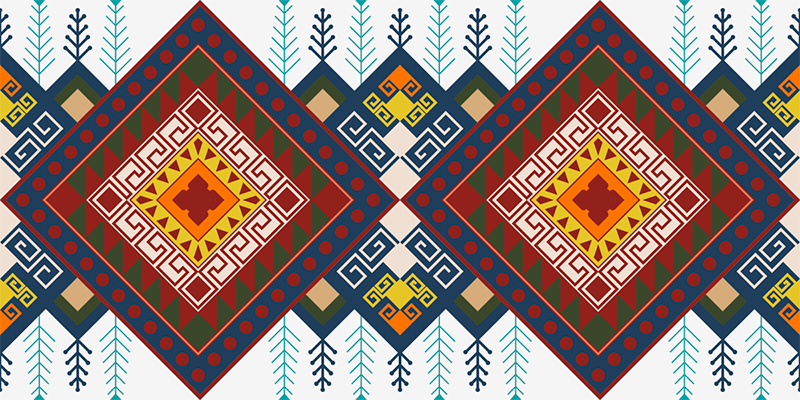 Tapis vinyle éthnique motif géométrique ethnique - TenStickers