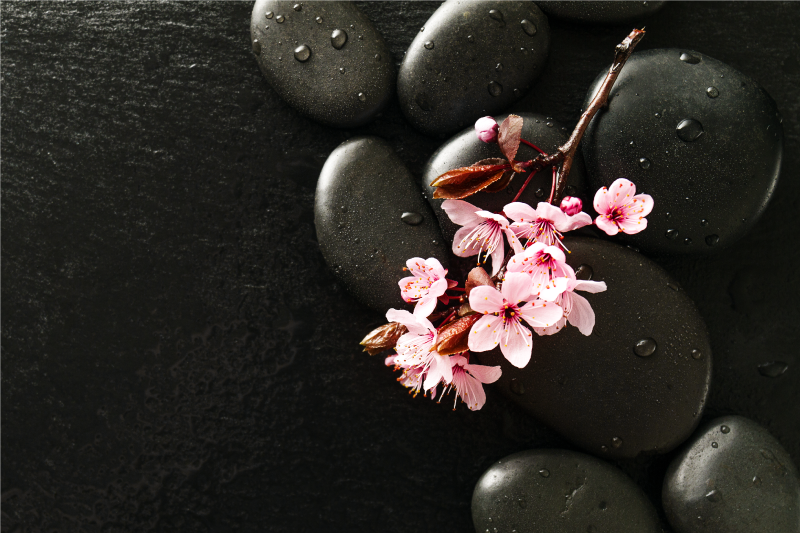 Tapis vinyle nature pierres zen florales - TenStickers