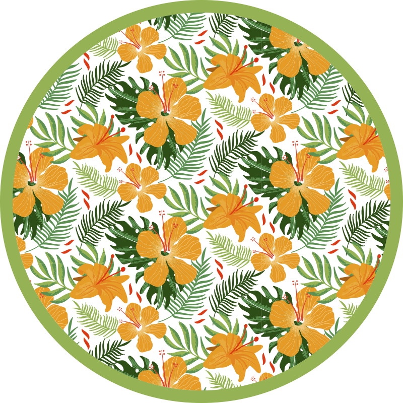 Tapis vinyle fleurs et plantes harmonie florale tropicale - TenStickers