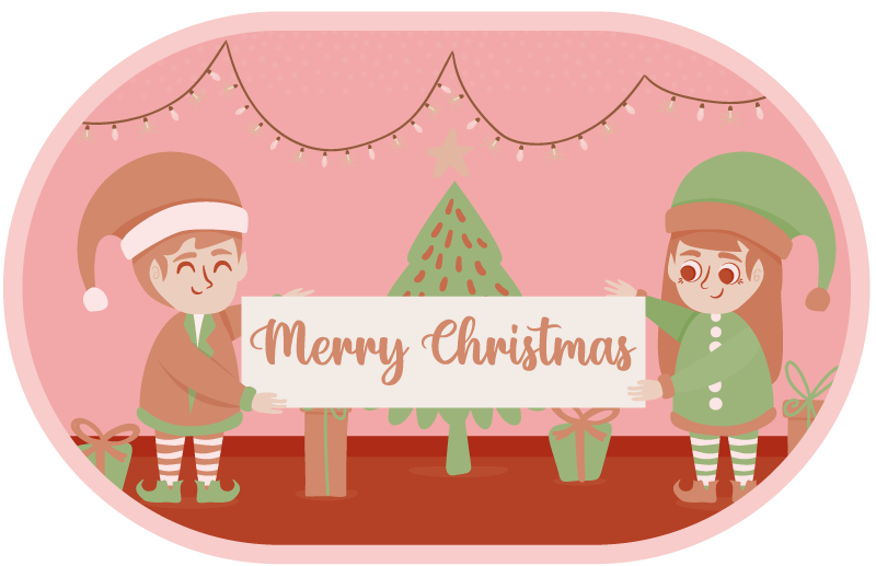 Tapis vinyle noël scène festive des elfes - TenStickers