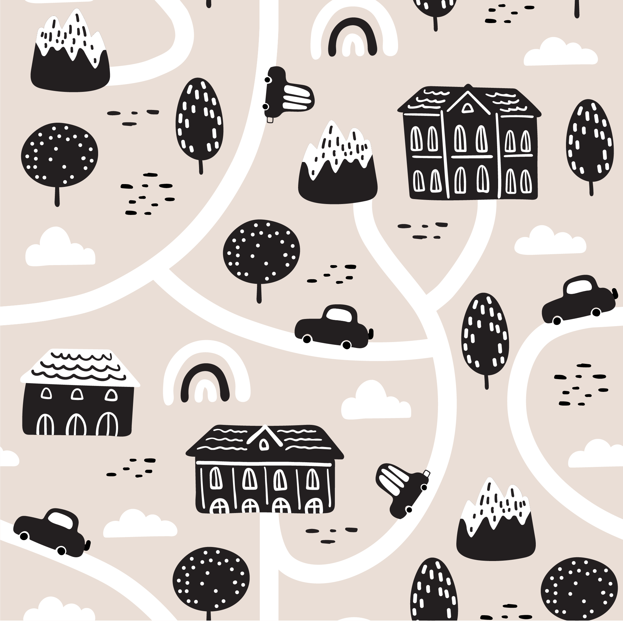 Tapis vinyle pour enfants modèle de route de ville - TenStickers
