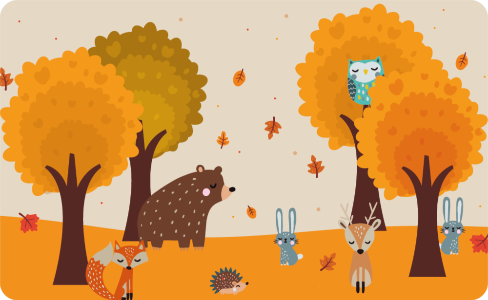 Tapis vinyle pour enfants amis de la forêt automnale - TenStickers