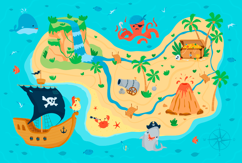 Tapis vinyle jeux carte d'aventure pirate - TenStickers