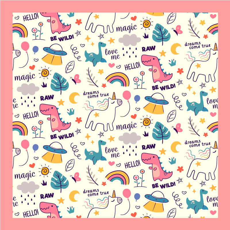 Tapis vinyle pour enfants thème de dinosaure coloré - TenStickers