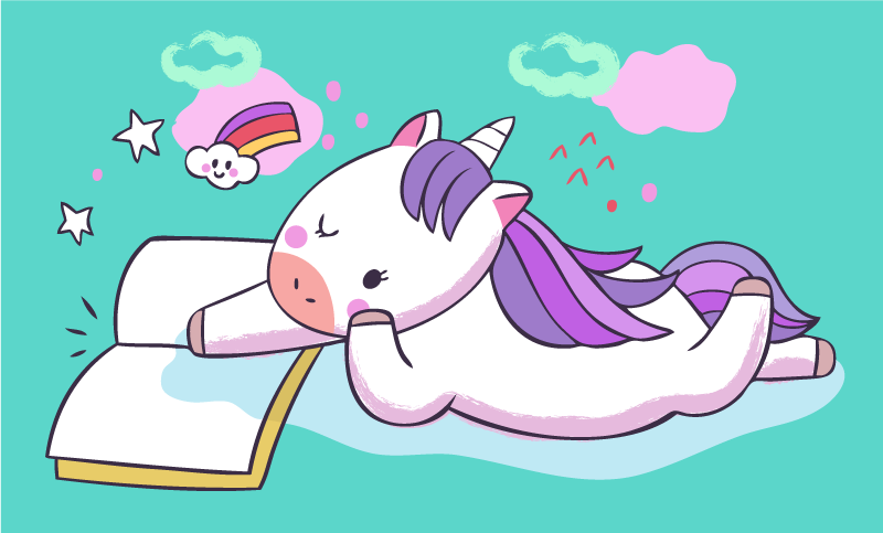 Tapis vinyle pour enfants lecture de licorne - TenStickers