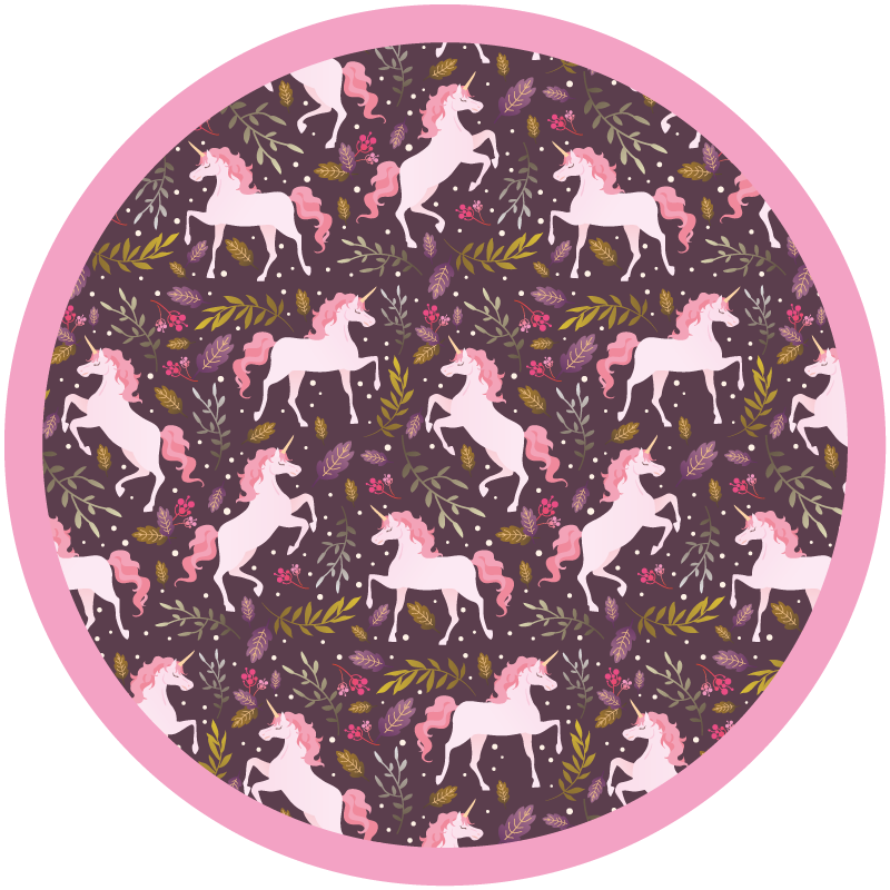 Tapis vinyle animal motif de licorne en cercle - TenStickers
