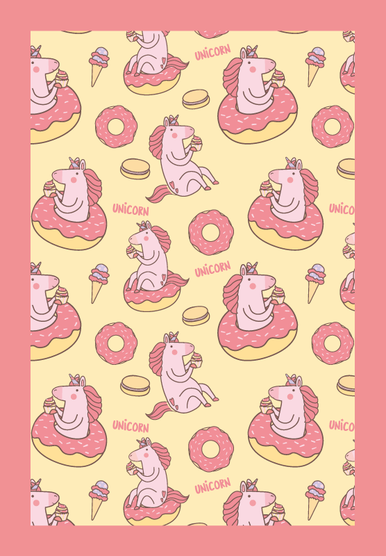 Tapis vinyle pour enfants modèle de beignet licorne - TenStickers