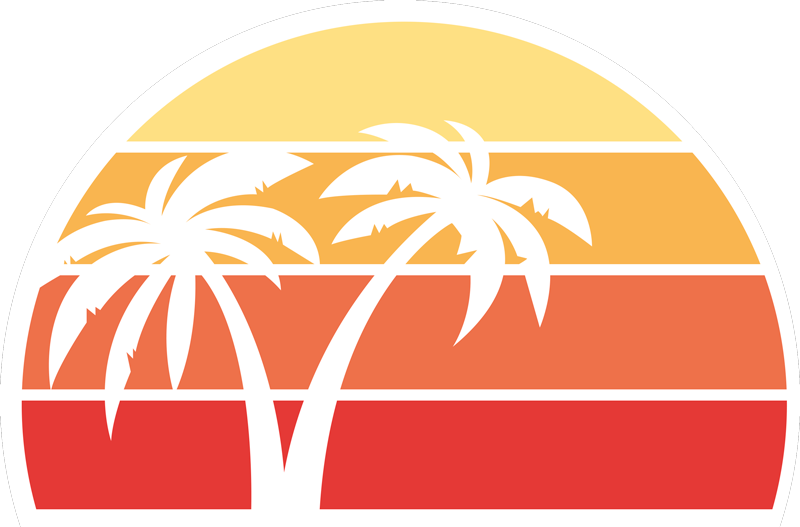 Tapis vinyle nature design palmiers au coucher de soleil - TenStickers