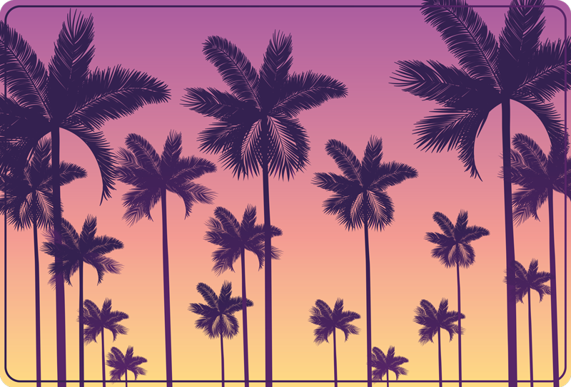 Tapis vinyle nature silhouette de coucher de soleil tropical - TenStickers