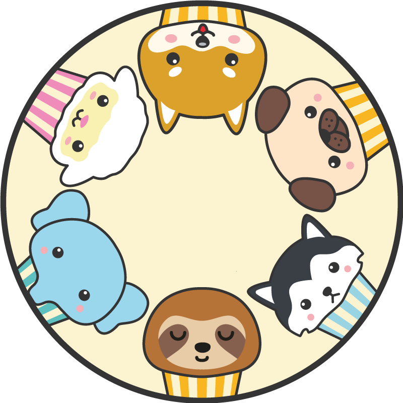 Tapis vinyle pour enfants visages d'animaux de dessin animé - TenStickers