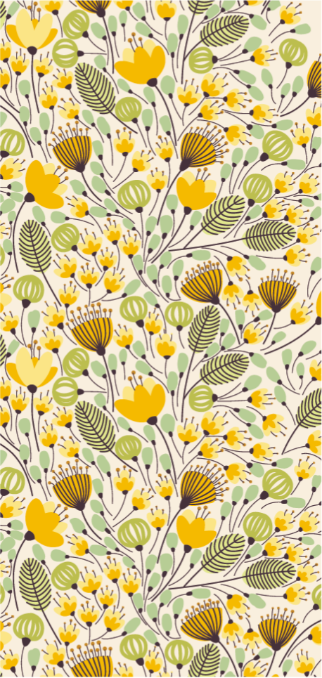 Tapis vinyle vintage dessin florale jaune - TenStickers