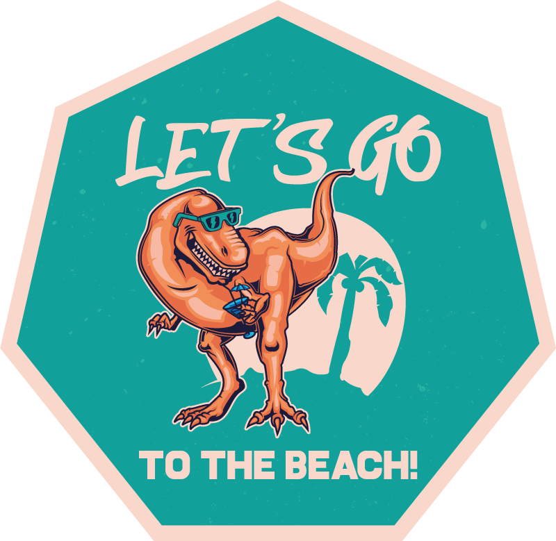 Tapis vinyle animal plaisir des dinosaures sur la plage - TenStickers